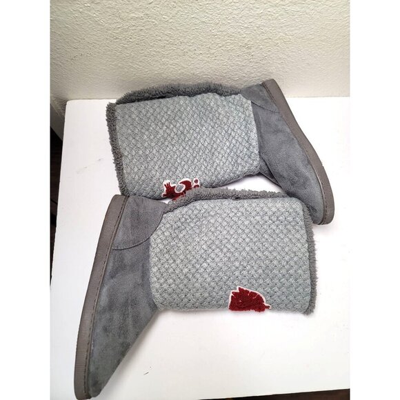 Washington State Cougars Womens Gray Knit Button Boots With Logo Patch - Picture 5 of 9